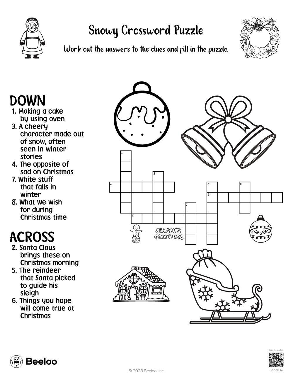 Winter Crossword Puzzles Printable Free Kids