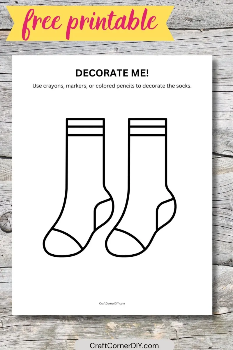 Socks Coloring Page Free Printable Craft Corner DIY