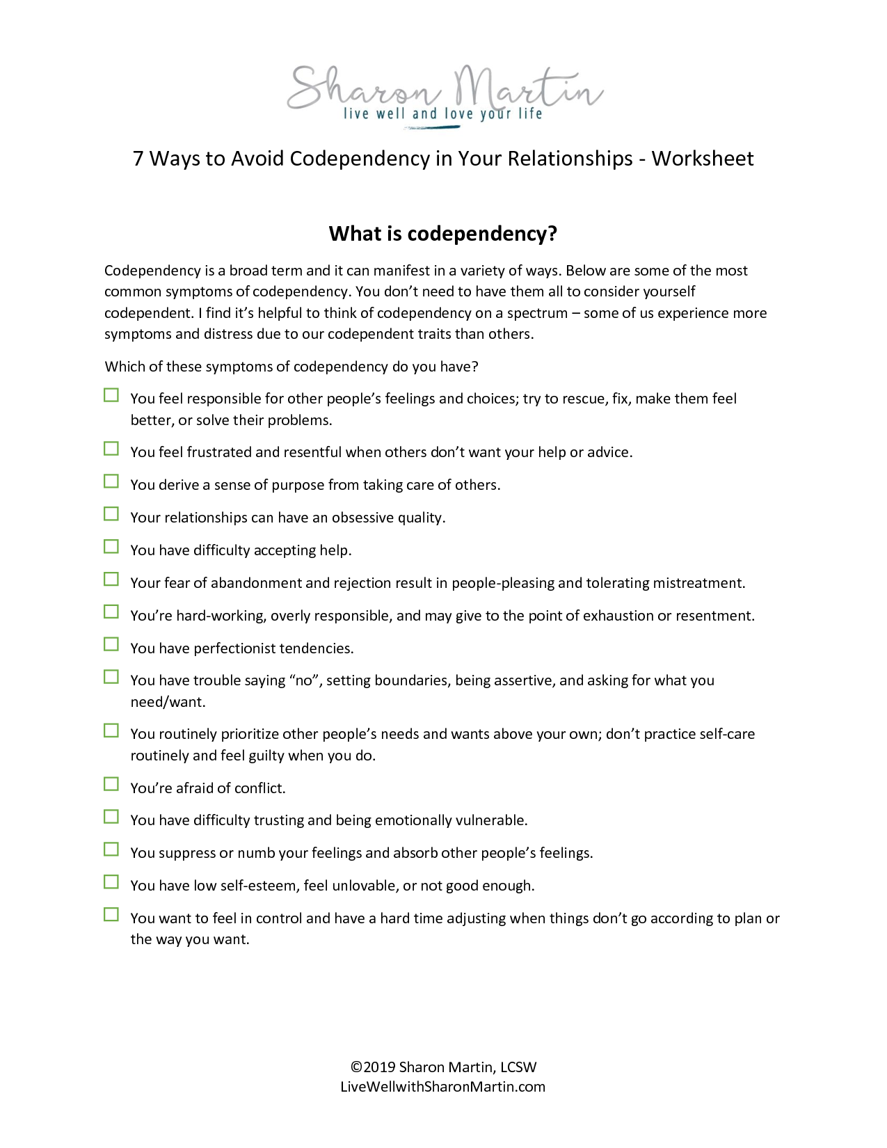 SOLUTION Codependency Worksheet 1 Studypool Worksheets Library