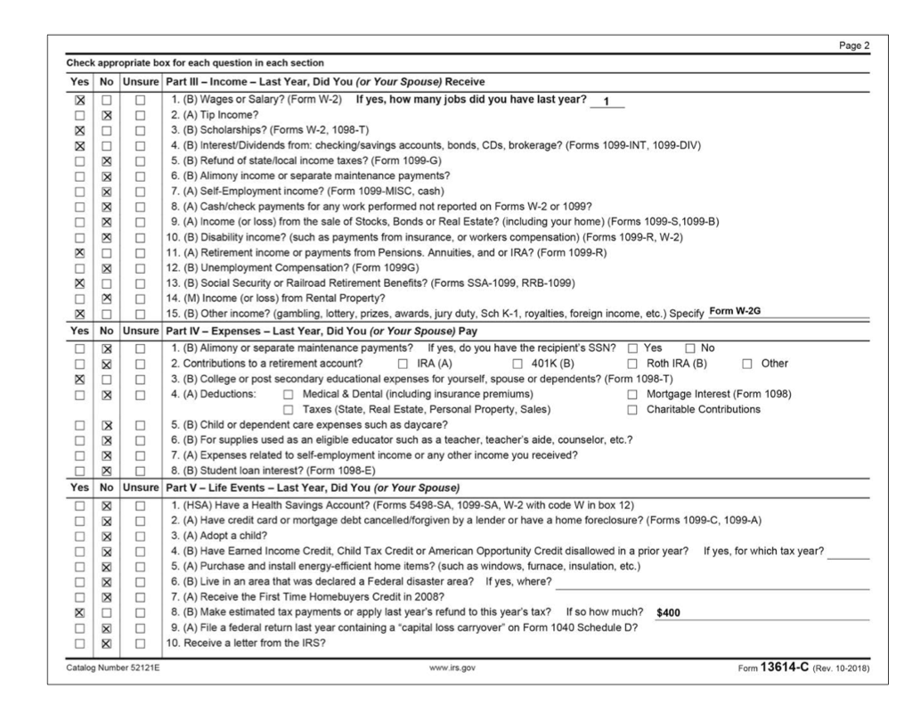 Tax Form 13614 C