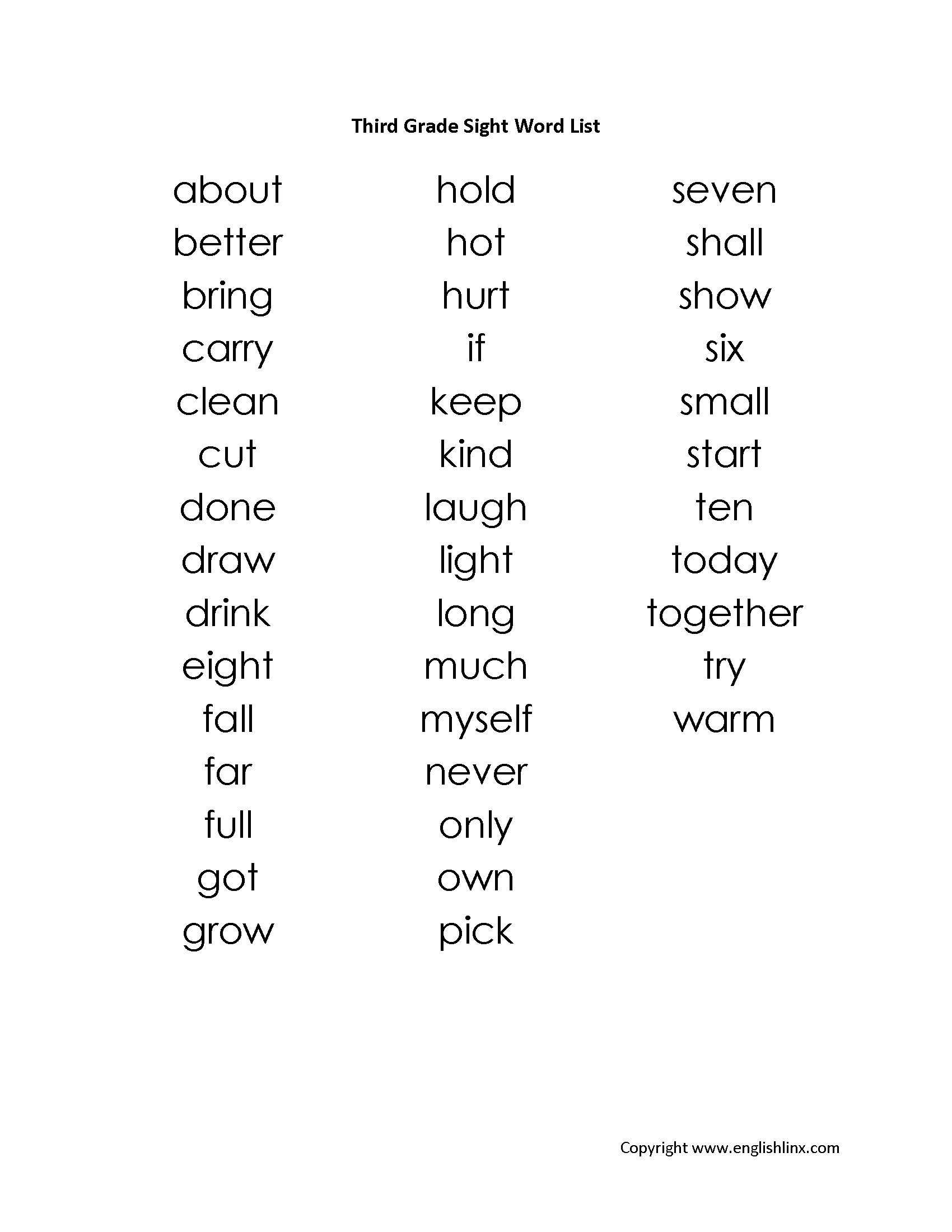 3rd Grade Worksheets Printable Spelling
