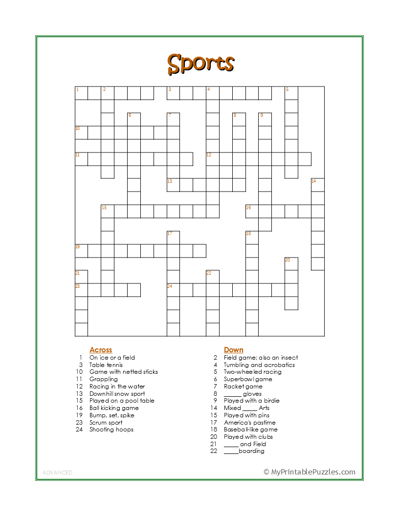 Crossword Puzzles Pdf Printable