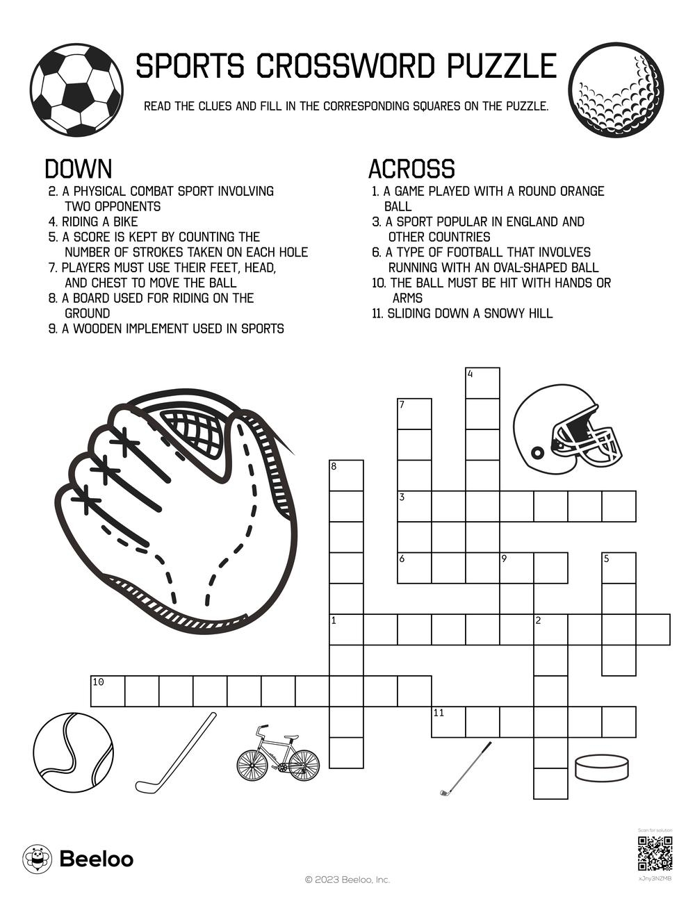 Printable Sports Crossword Puzzles