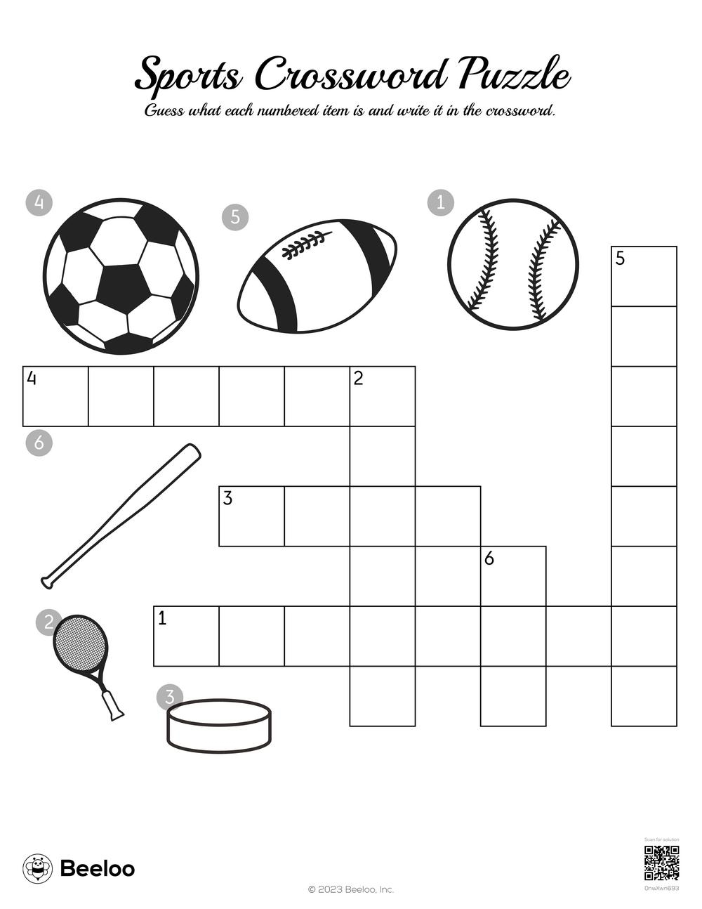 Sports Themed Printable Crossword Puzzles