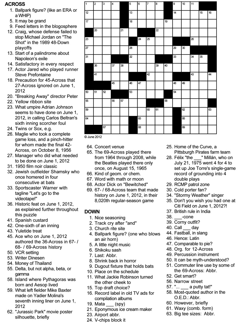 Hard Sports Crossword Puzzles Printable