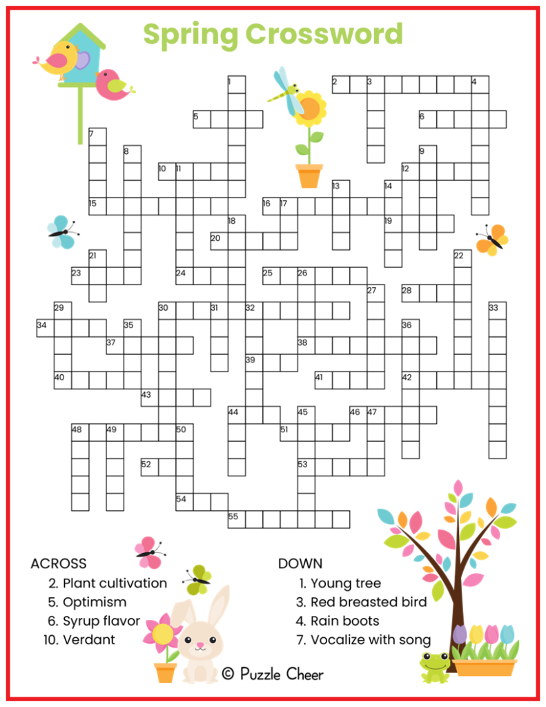 Printable Crossword Puzzles About Spring