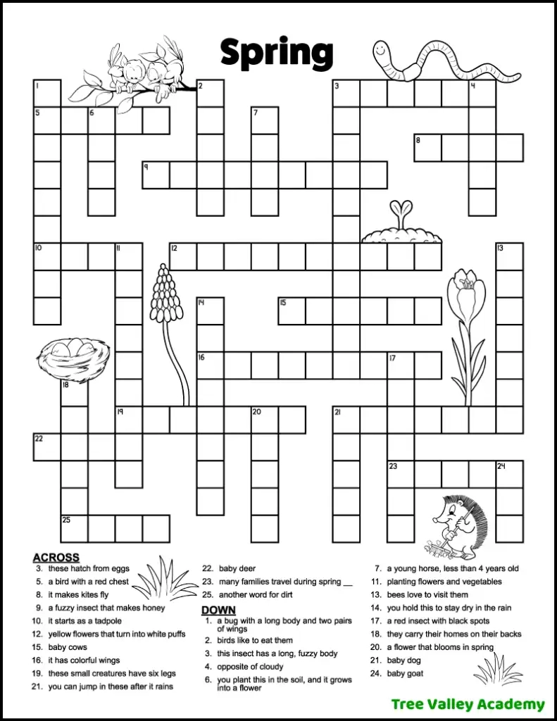Crossword Puzzles For Kids Printable Free