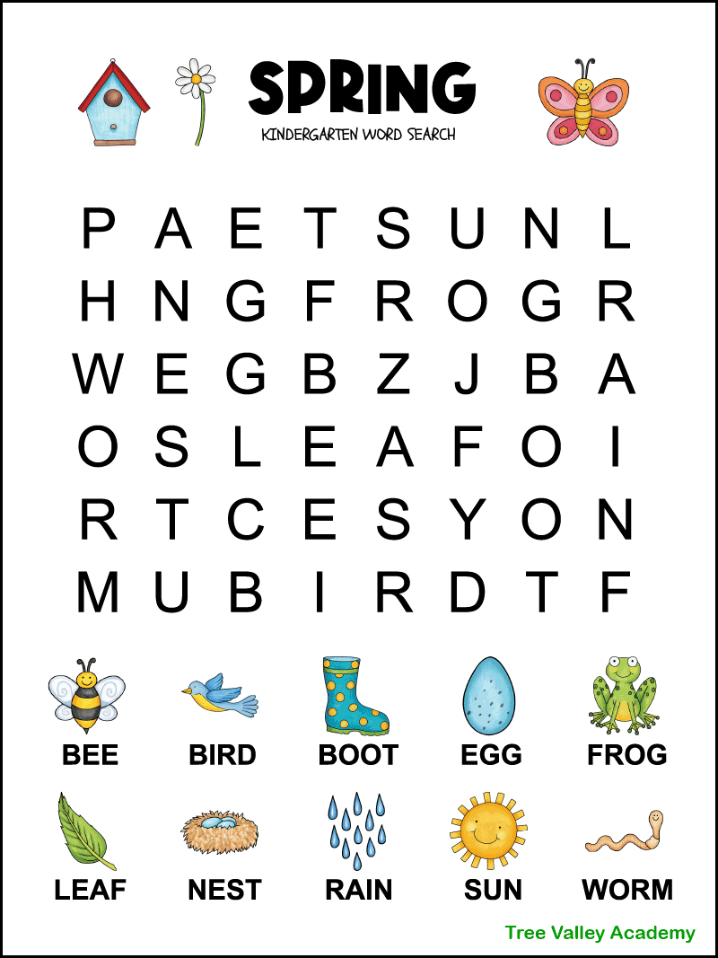 Easy Kids Word Search Puzzles Printable Free