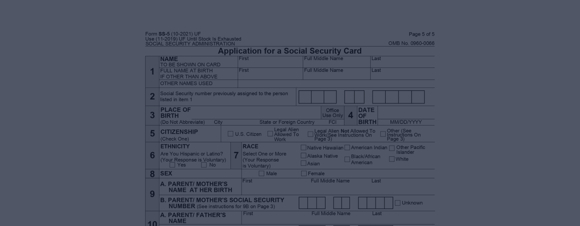 Ss5 Form Printable 2021
