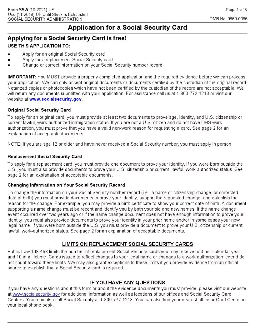SSA Form SS 5 Fill Out Printable PDF Forms Online