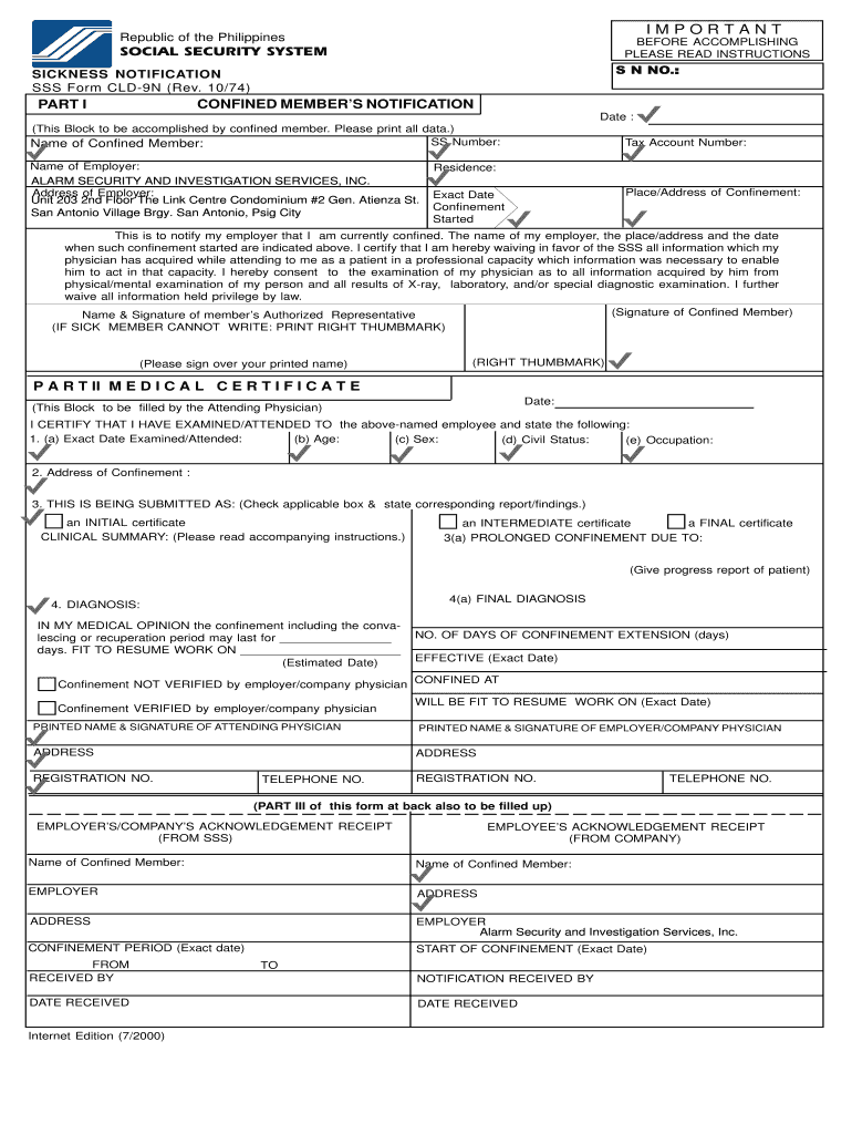 Sss Sickness Notification Form Fill Out amp Sign Online DocHub