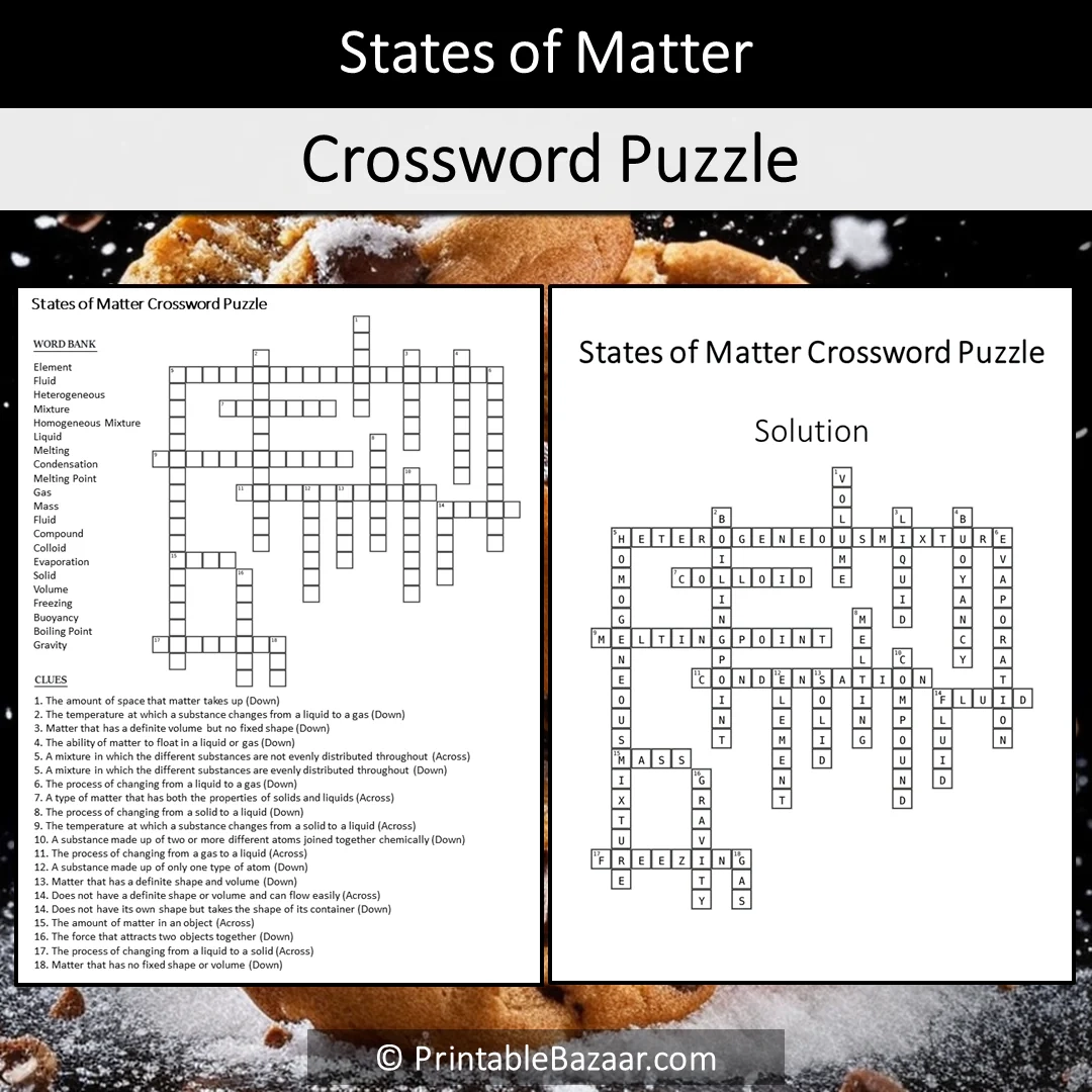 States Crossword Puzzle Printable