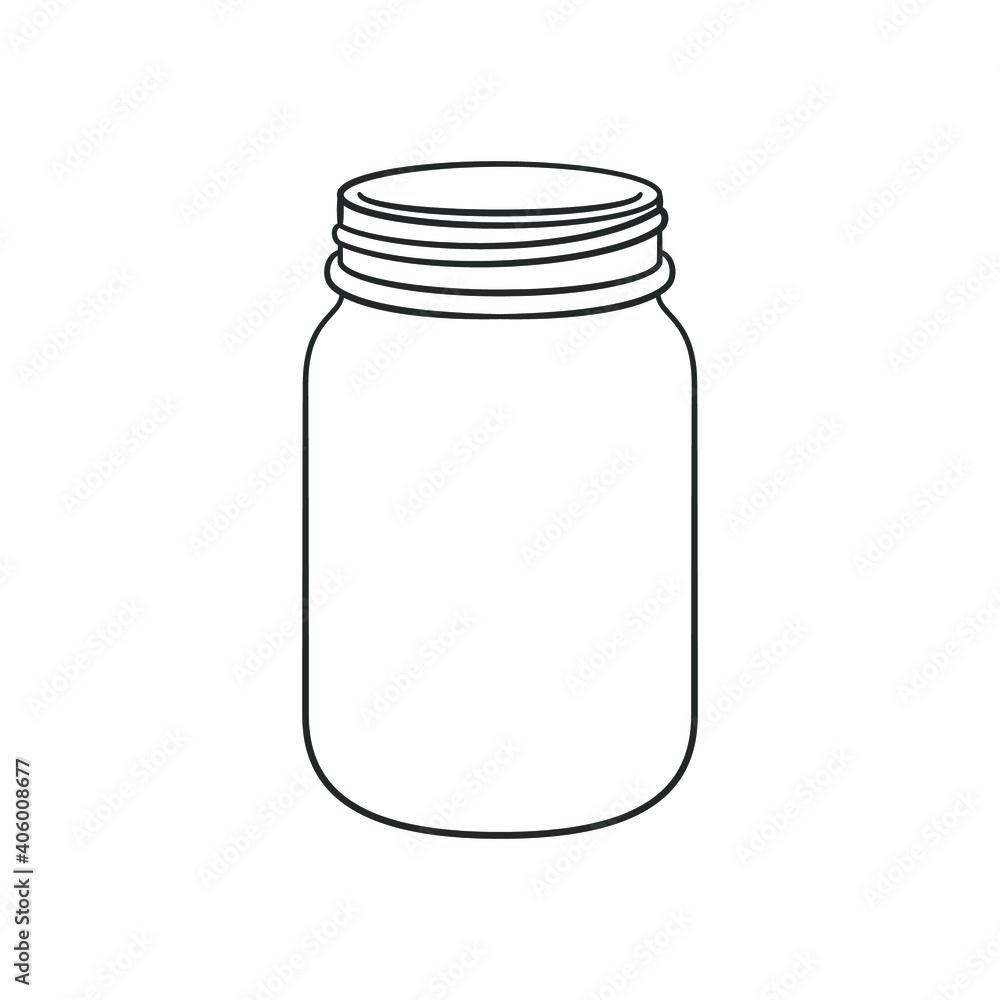 Stock Vektorgrafik Glass Mason Jar Outline Line Art Clip Art 