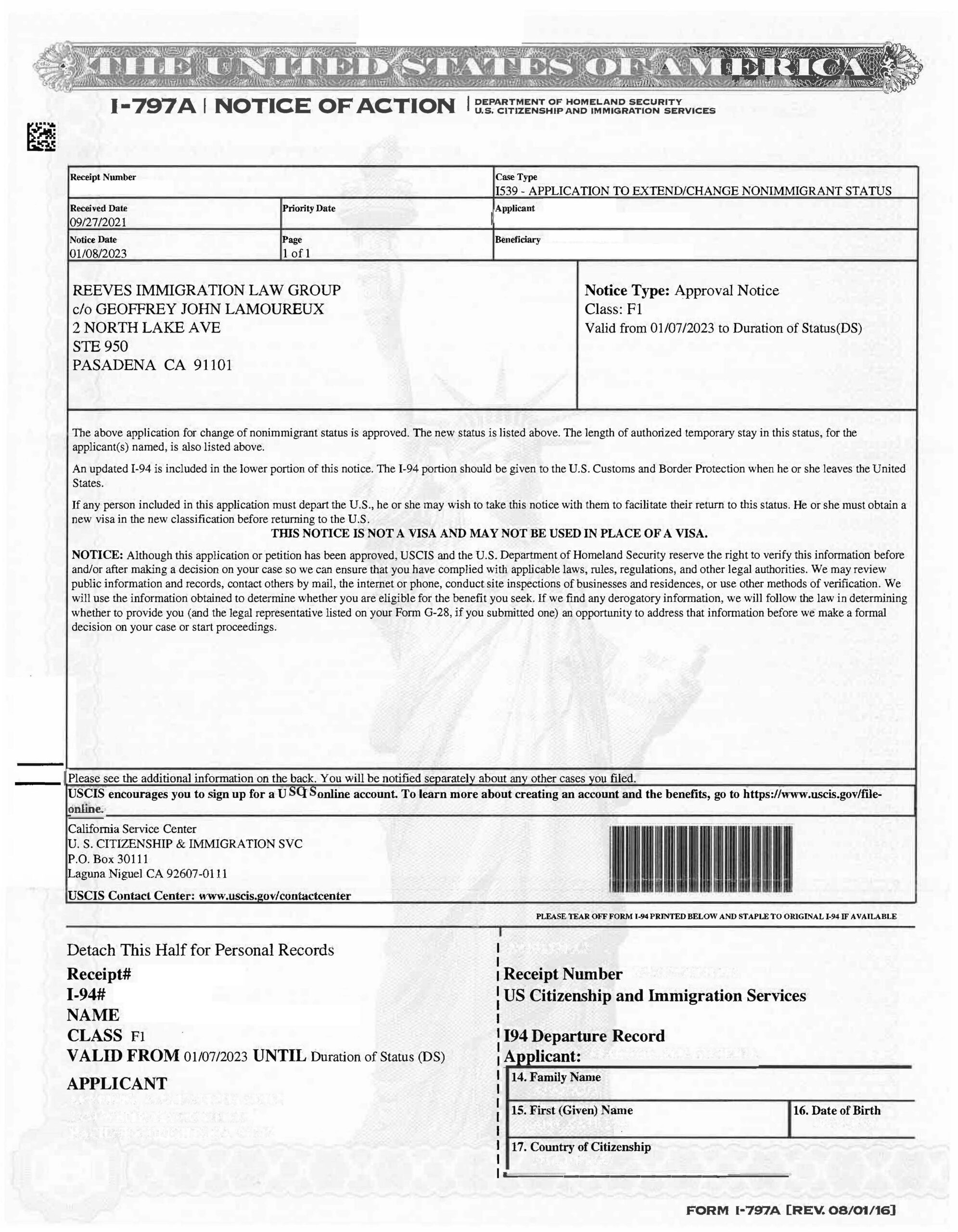 Student Visa January 8 2023 Reeves