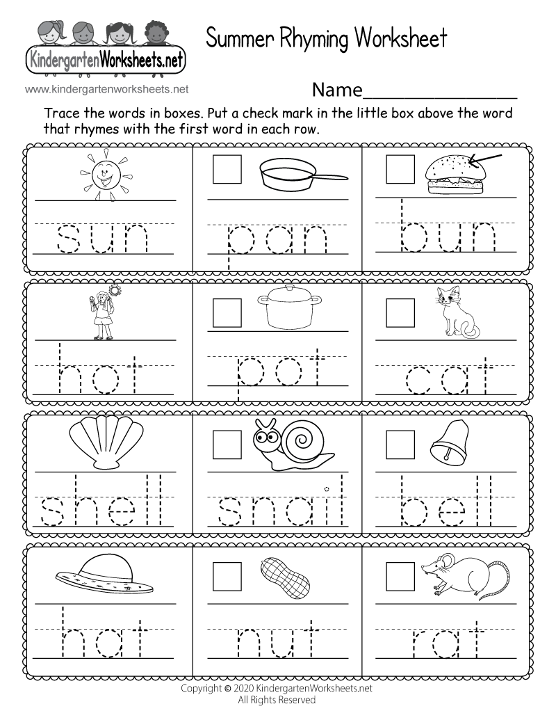 Summer Rhyming Worksheet Free Printable Digital amp PDF