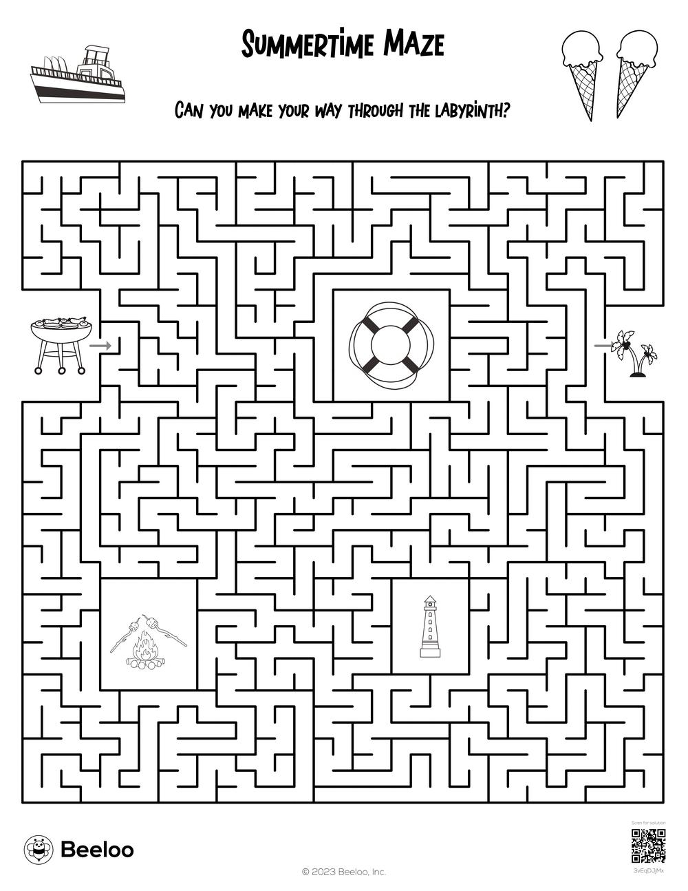 Summer Maze Worksheets Free Printable