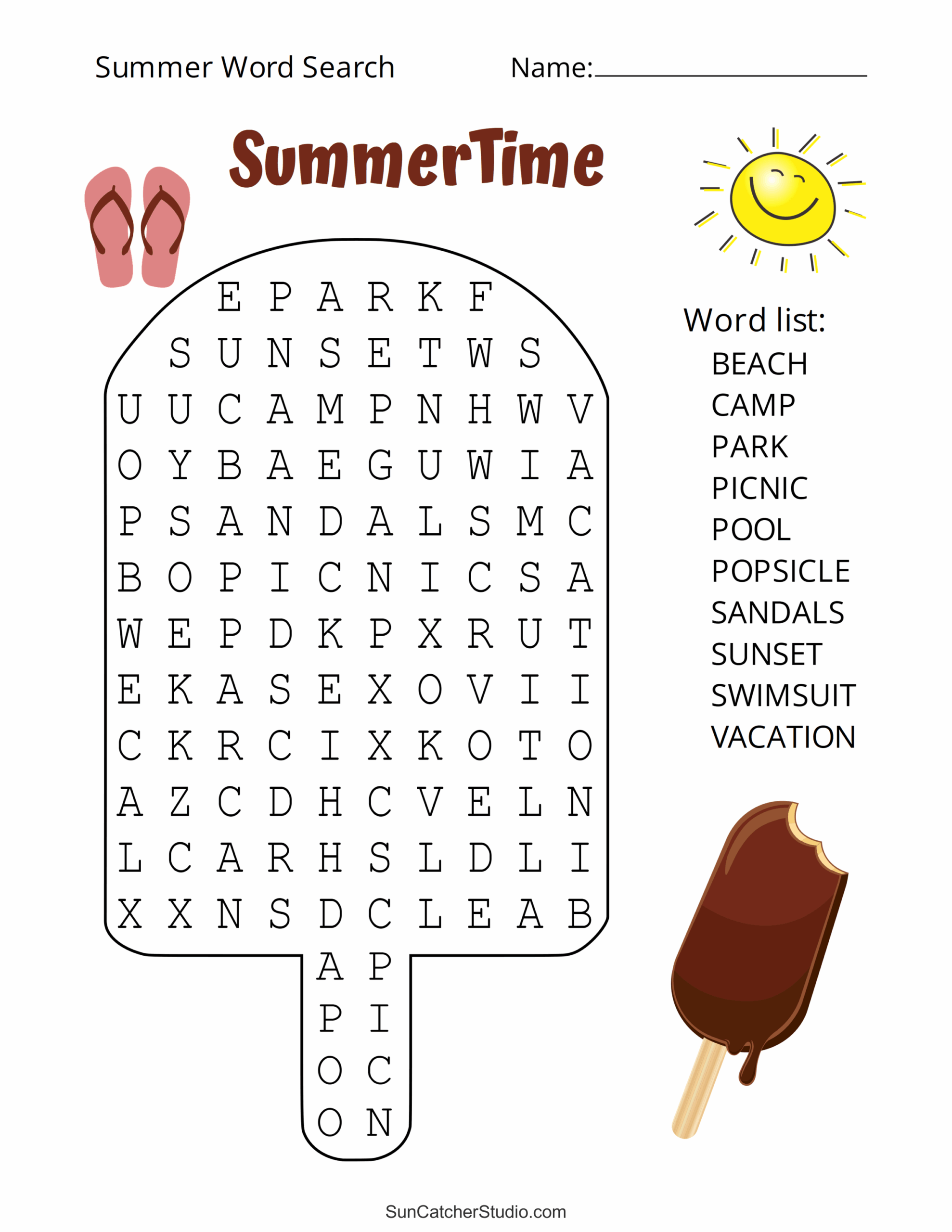 Summer Word Search For Kids Free Printable