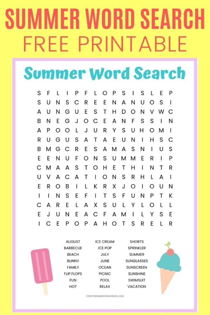 Summer Word Search FREE Printable Worksheet For Kids
