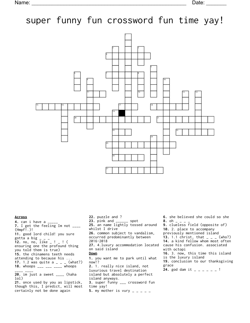 Funny Printable Crossword Puzzles