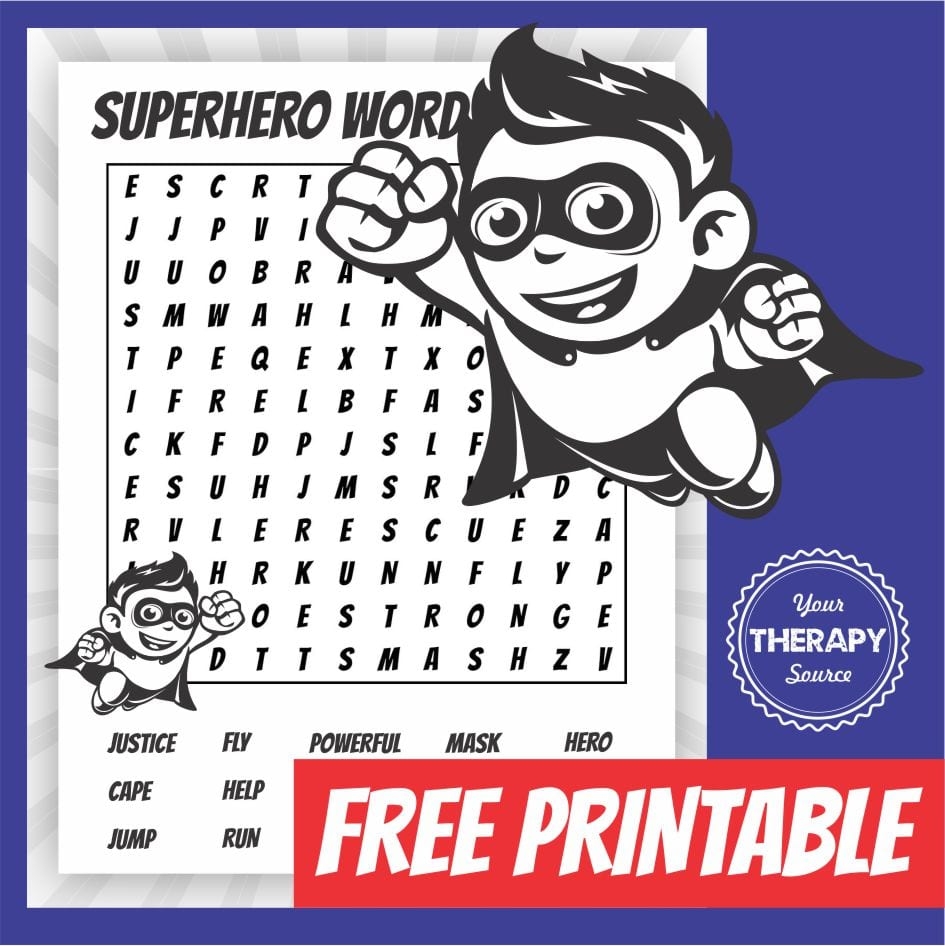 Superhero Word Search Printable