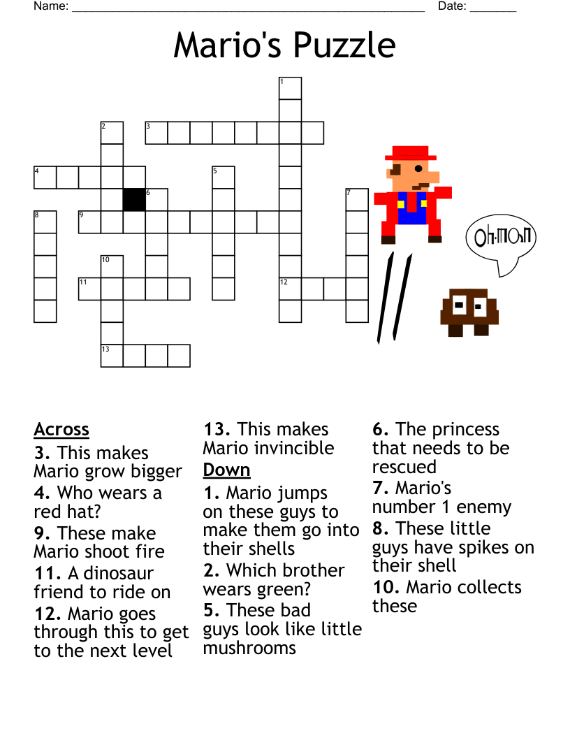 Super Mario Crossword WordMint