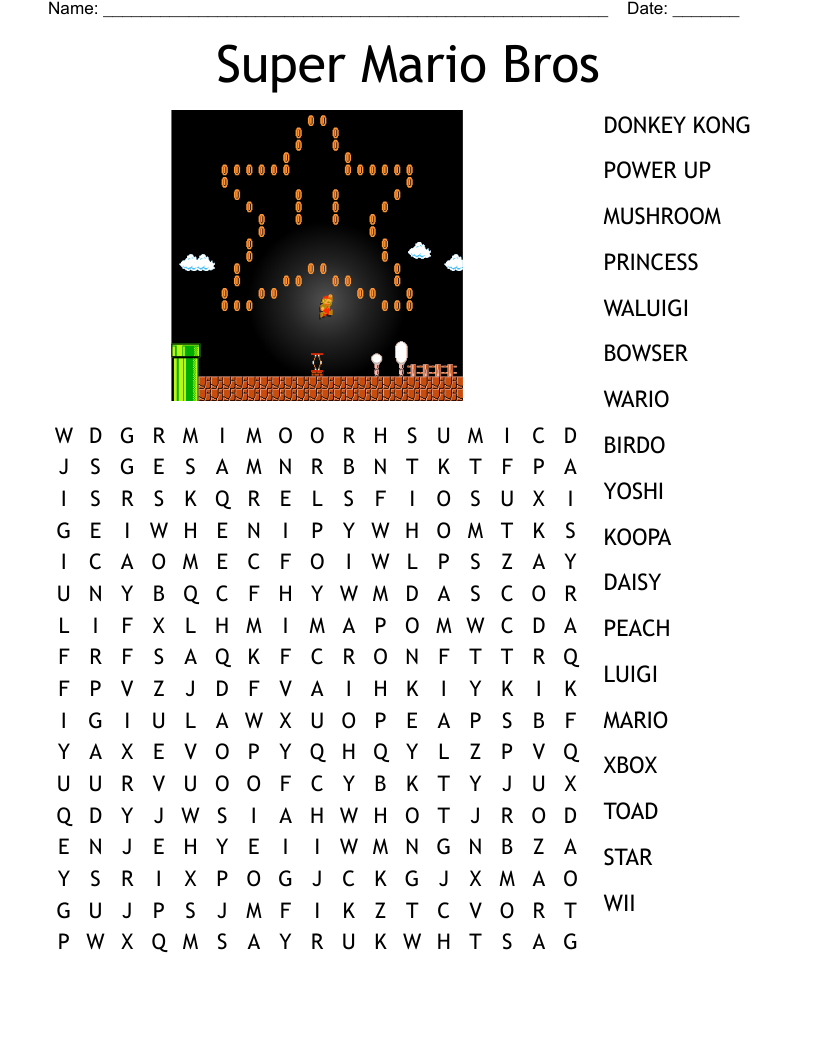 Mario Bros Crossword Puzzles Printable
