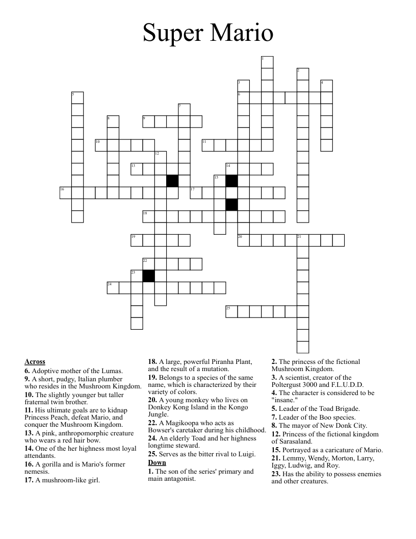 Printable Super Crossword Puzzles