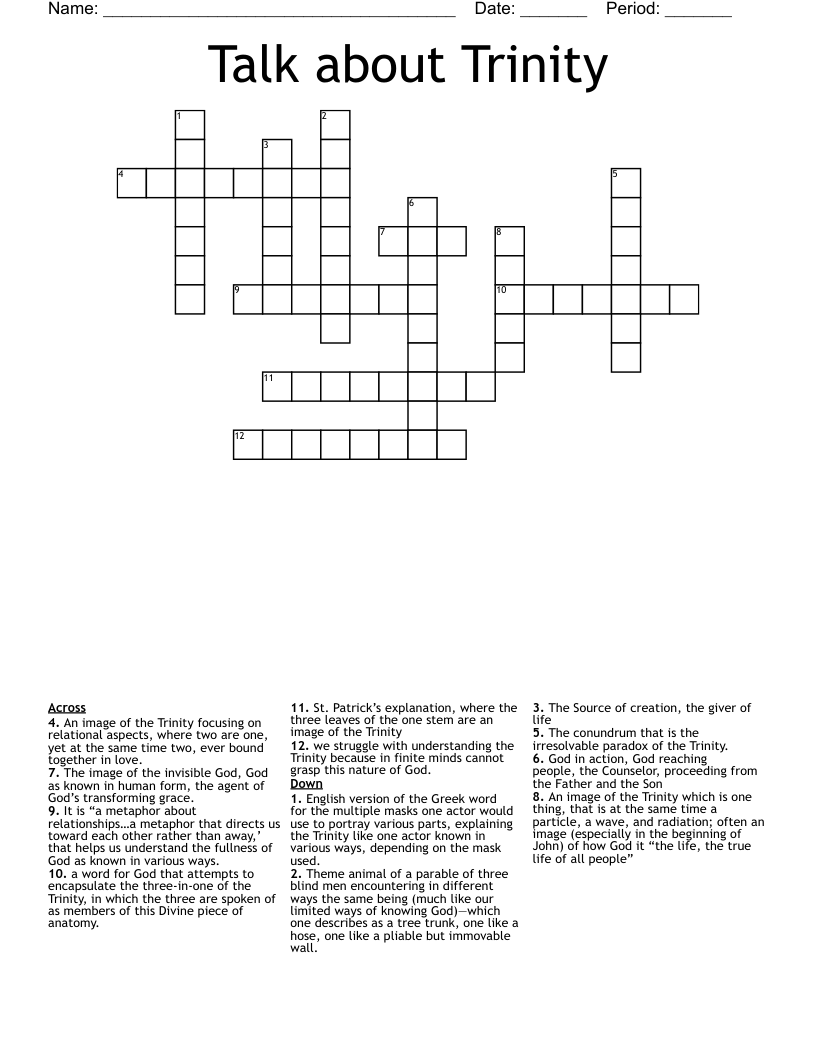 Talk About Trinity Crossword WordMint