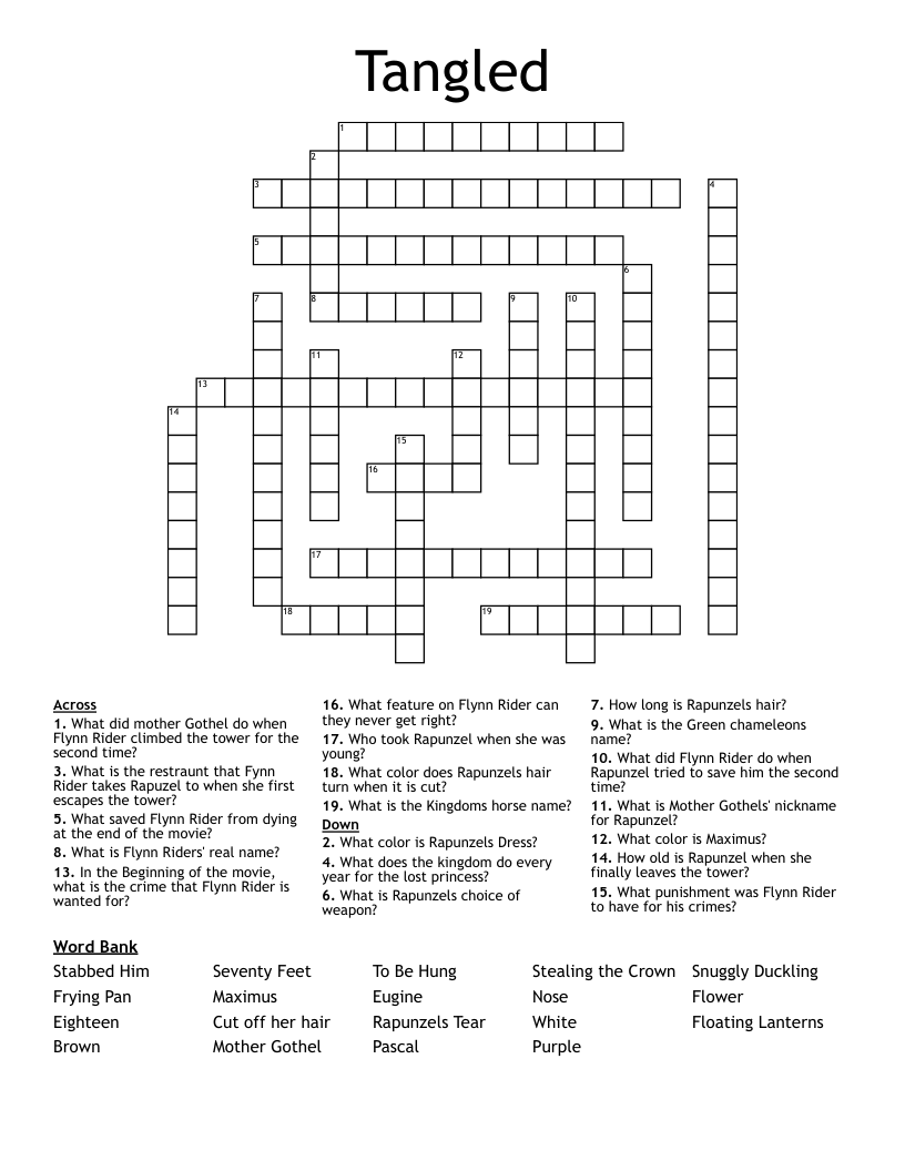 Disney Printable Crossword Puzzles Hard