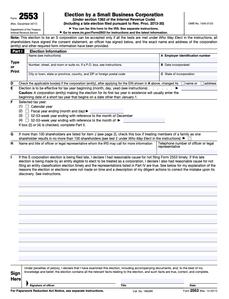 Tax Form 2553 Becoming An S Corp Law Firm Clio