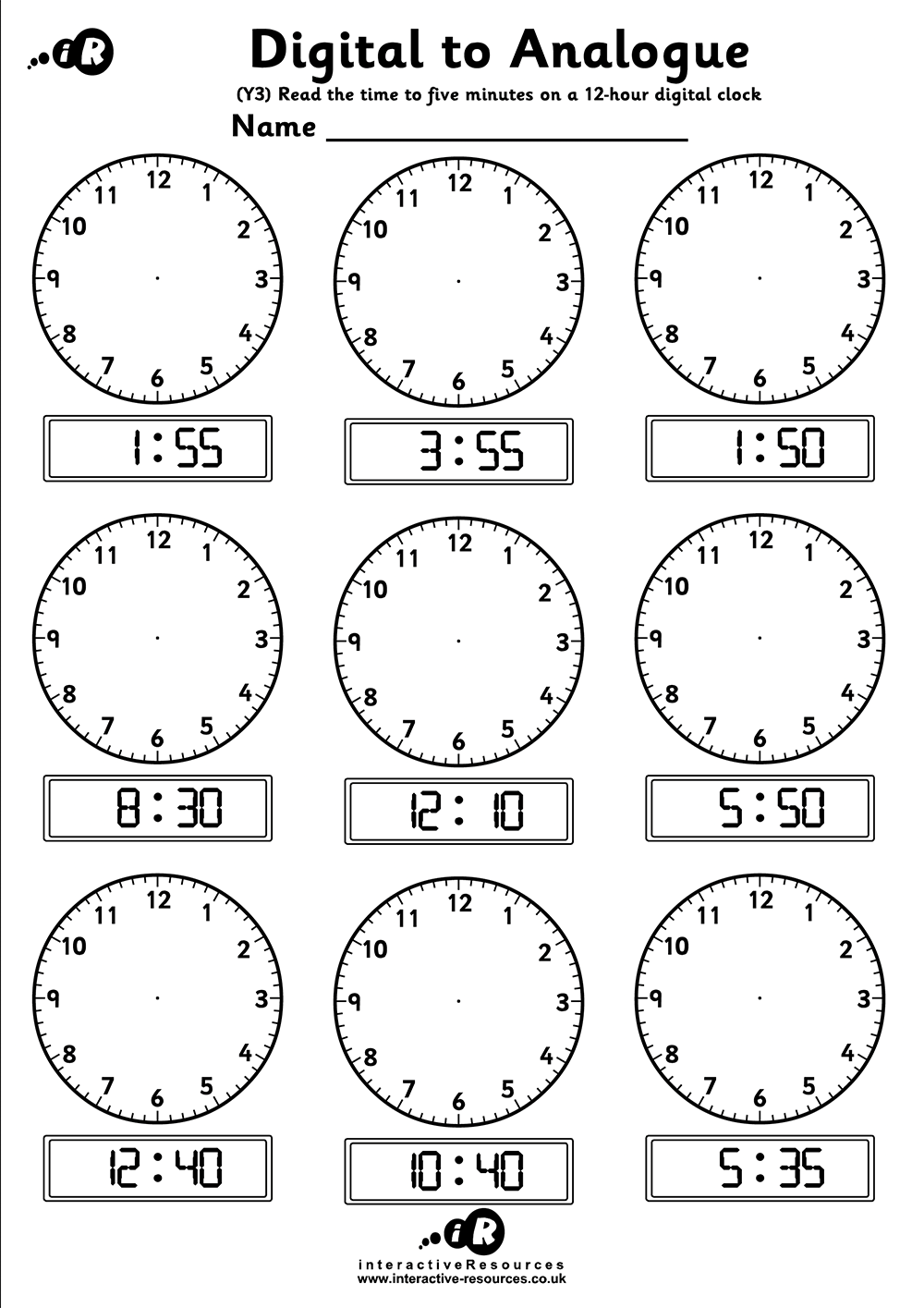 Digital Clock Template Printable