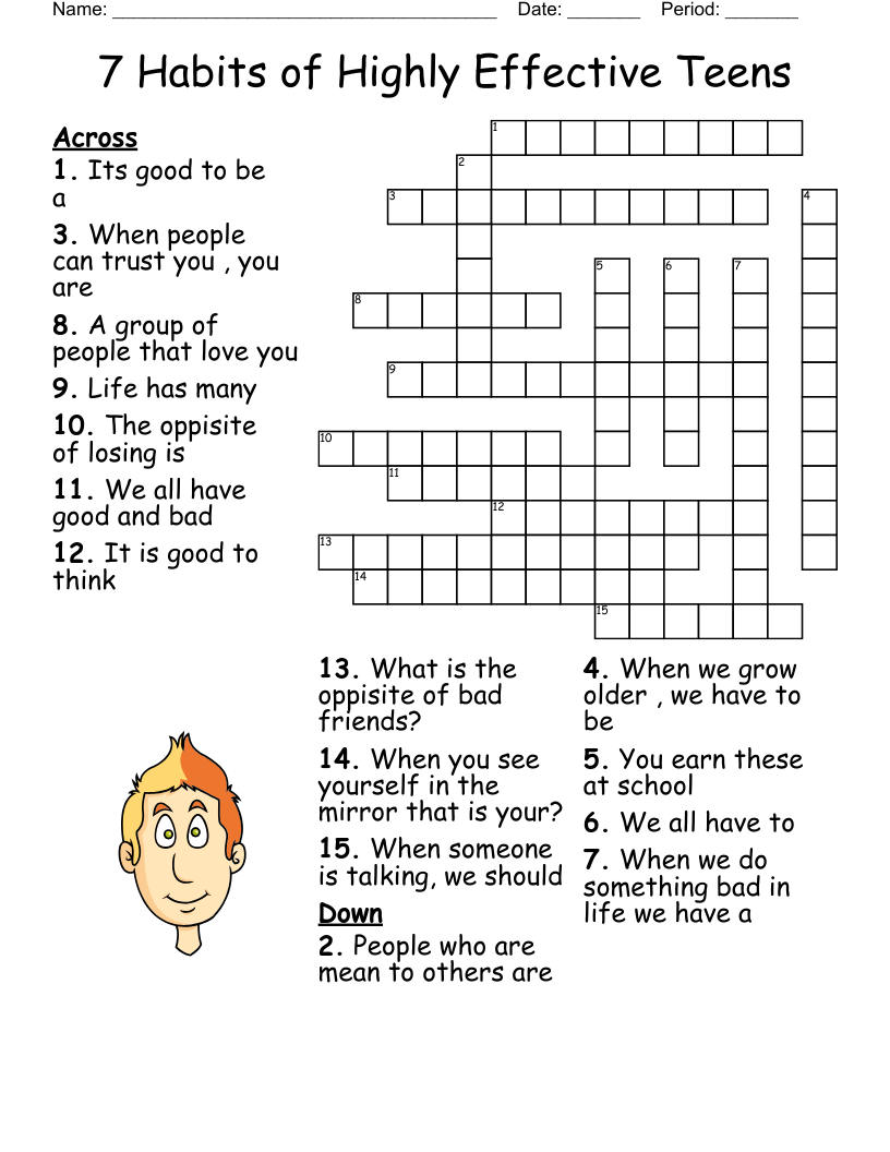 Printable Crossword Puzzles For Teens