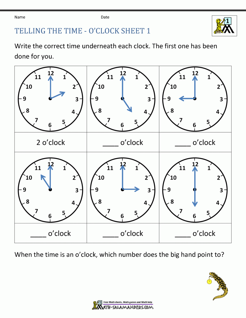 Free Printable Worksheet 1st Grade Time Clock