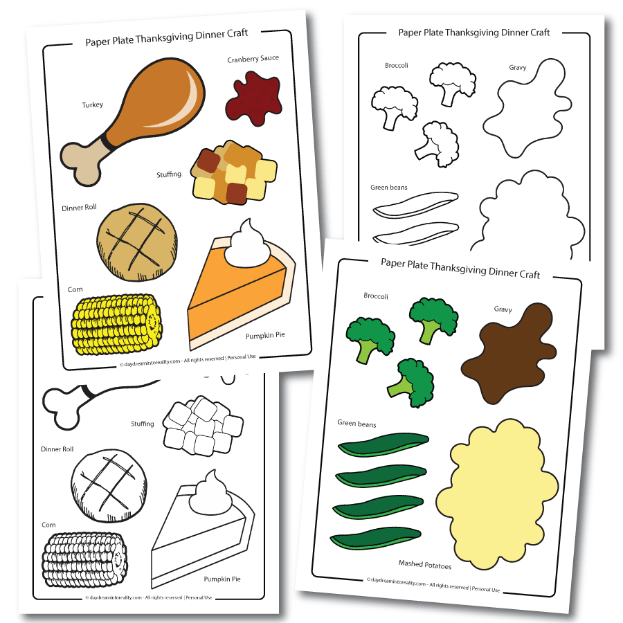 Thanksgiving Dinner Paper Plate Craft Free PDF Template 
