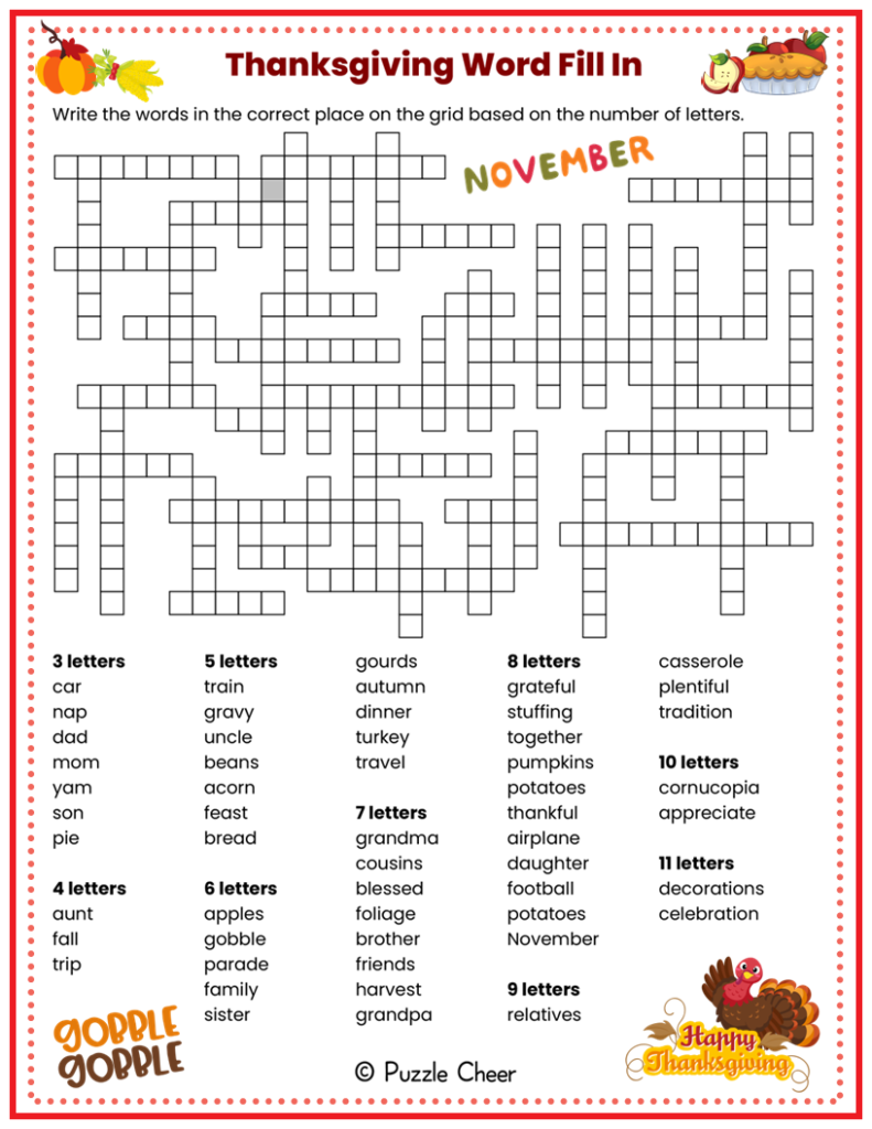 Thanksgiving Printable Puzzles For Adults