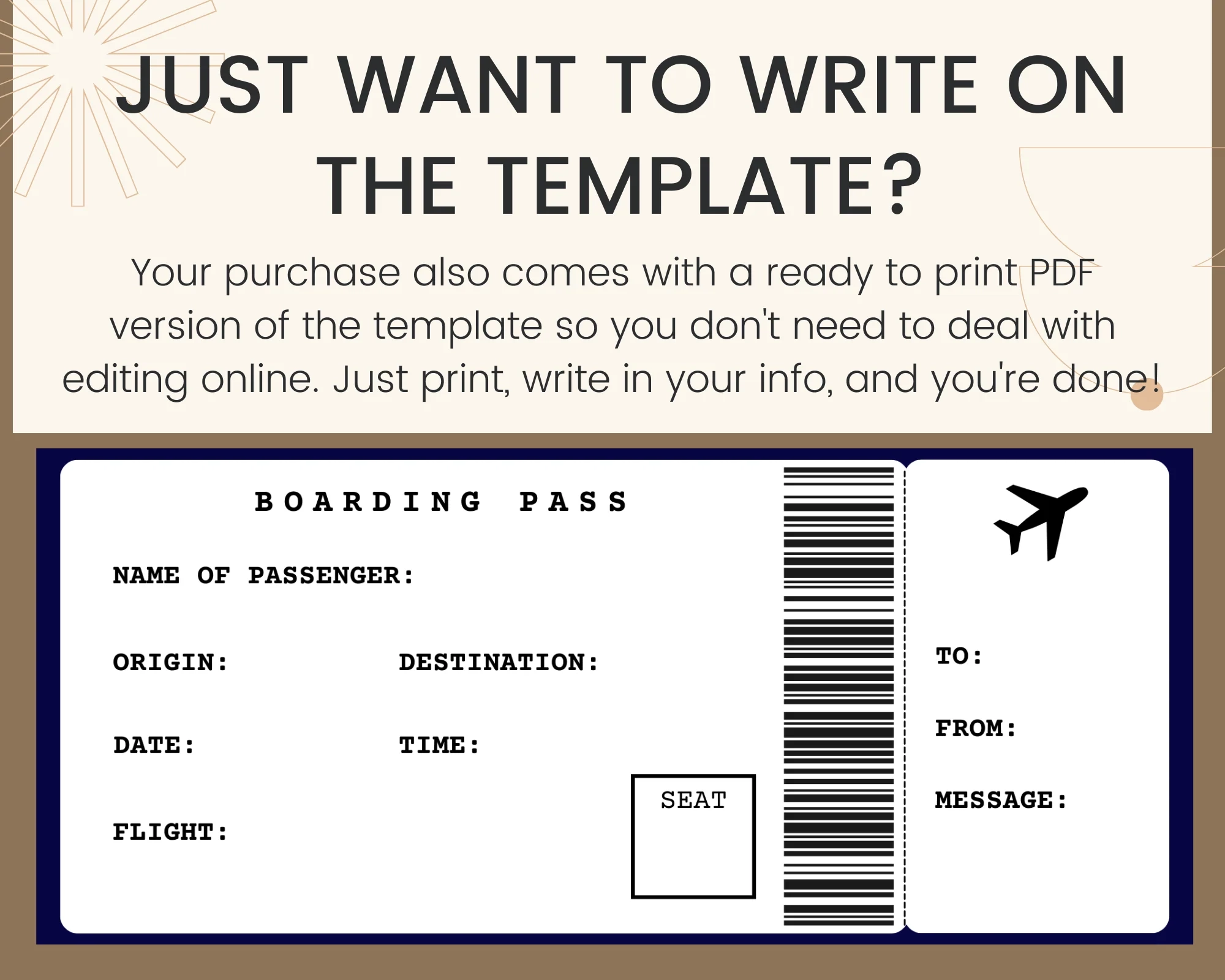 Editable Free Printable Boarding Pass Template