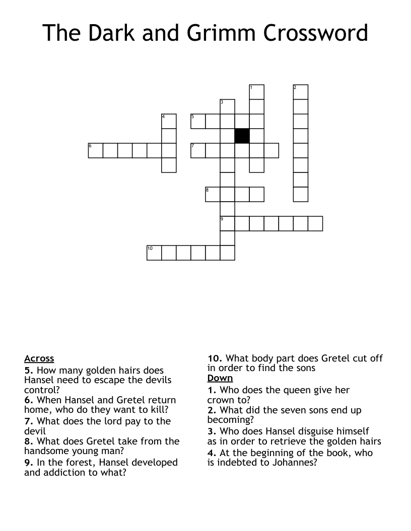 The Dark And Grimm Crossword WordMint