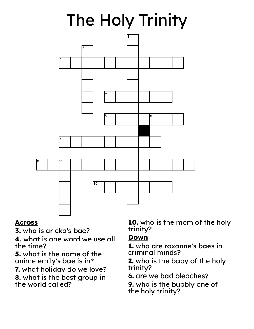 The Holy Trinity Crossword WordMint