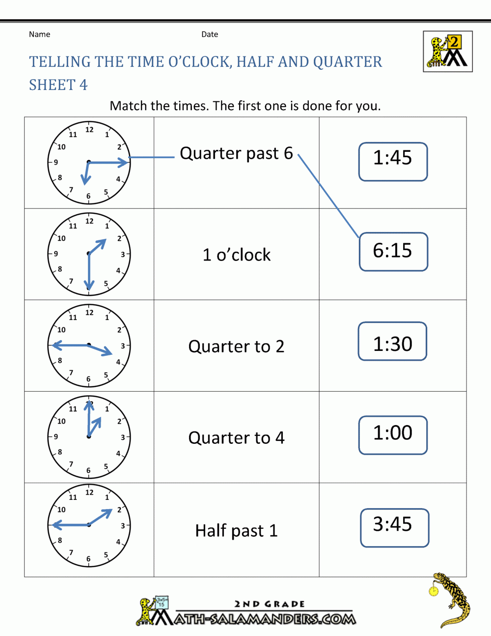 Printable Clock Worksheets For 4th Grade