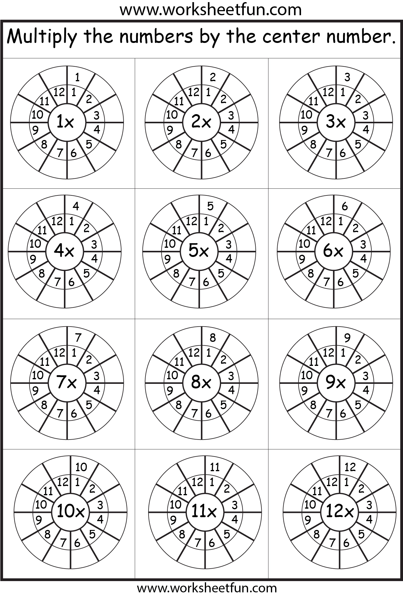 Free Printable Times Tables Worksheets 1-12