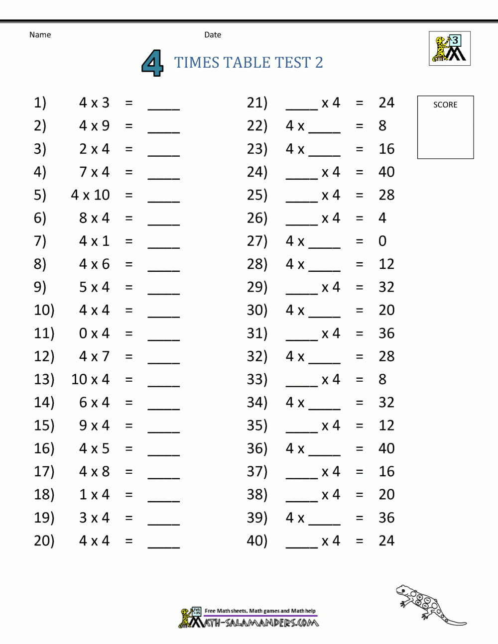 Times Tables For Kids 4 Times Table Sheets Worksheets Library
