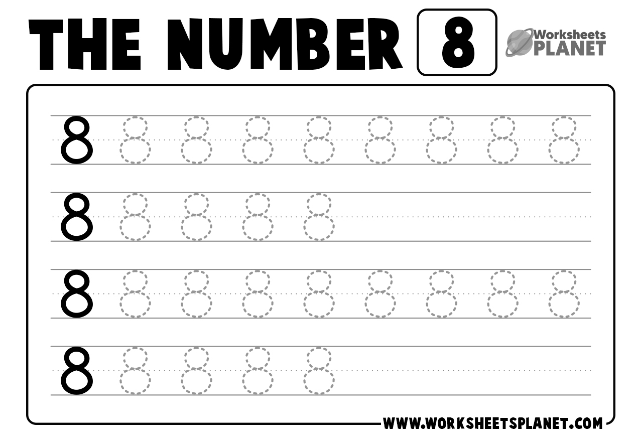 Number 8 Tracing Worksheet Free Printable