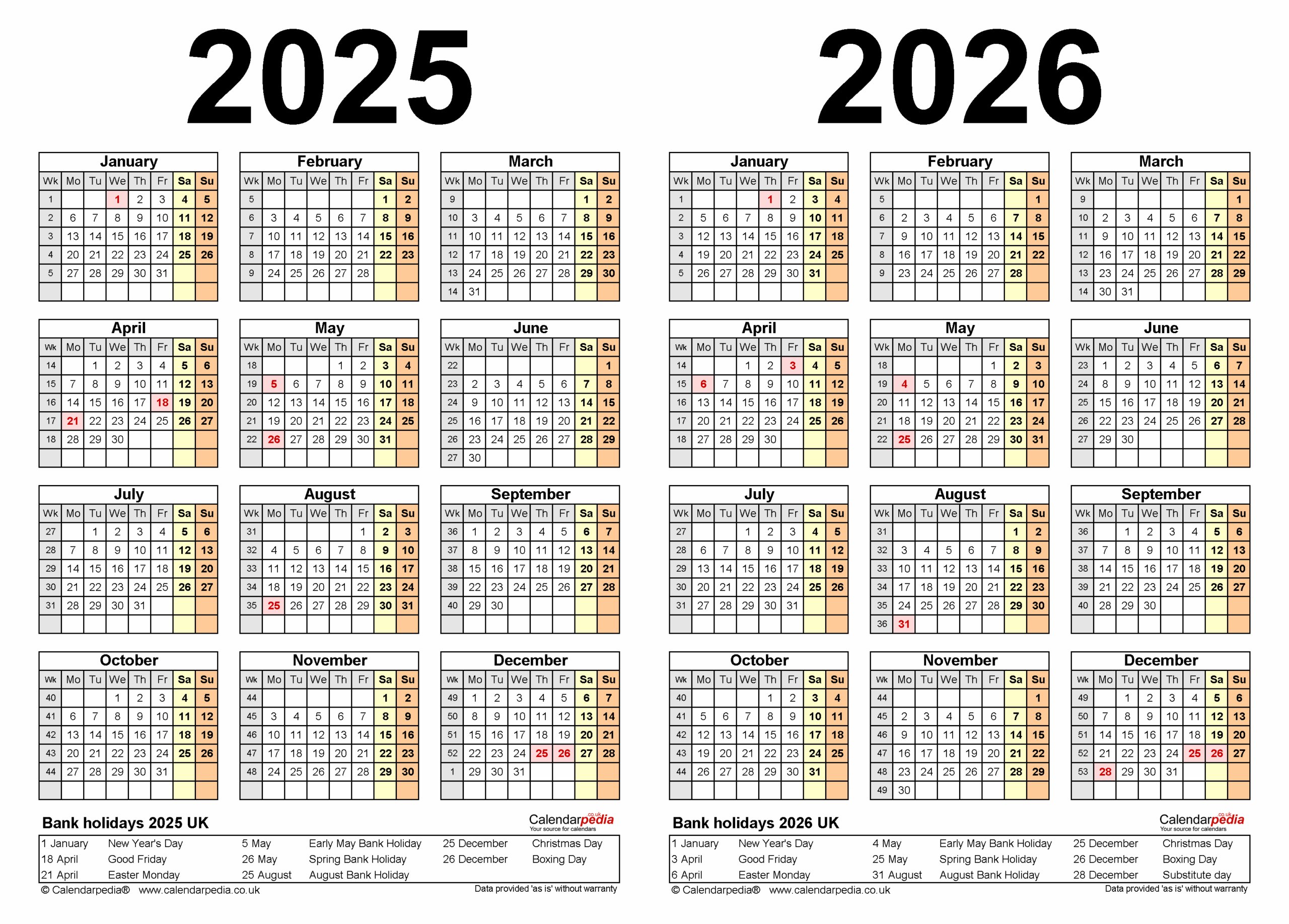 2025 And 2026 Calendar Printable Free