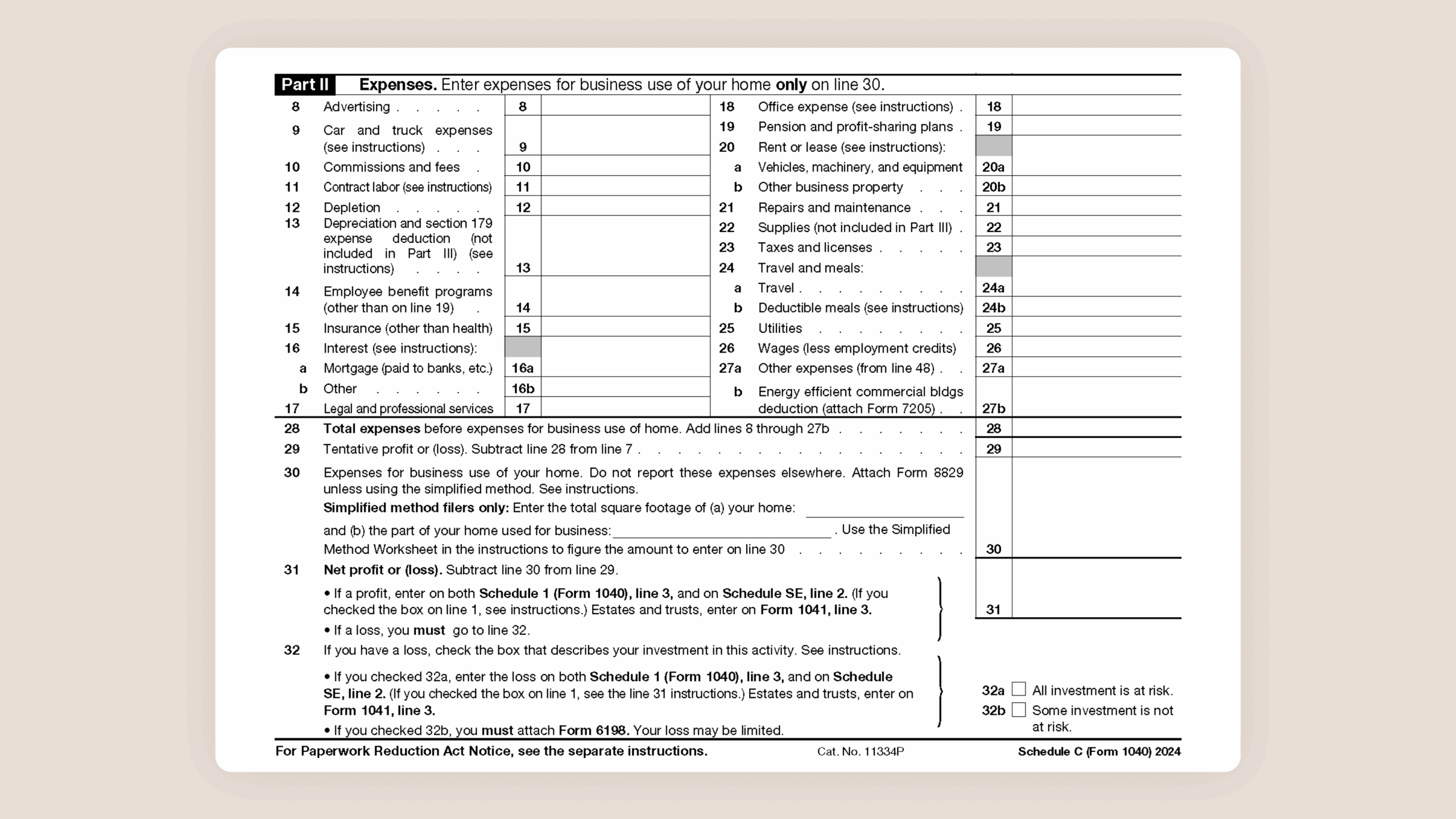 Schedule C Tax Form 2026