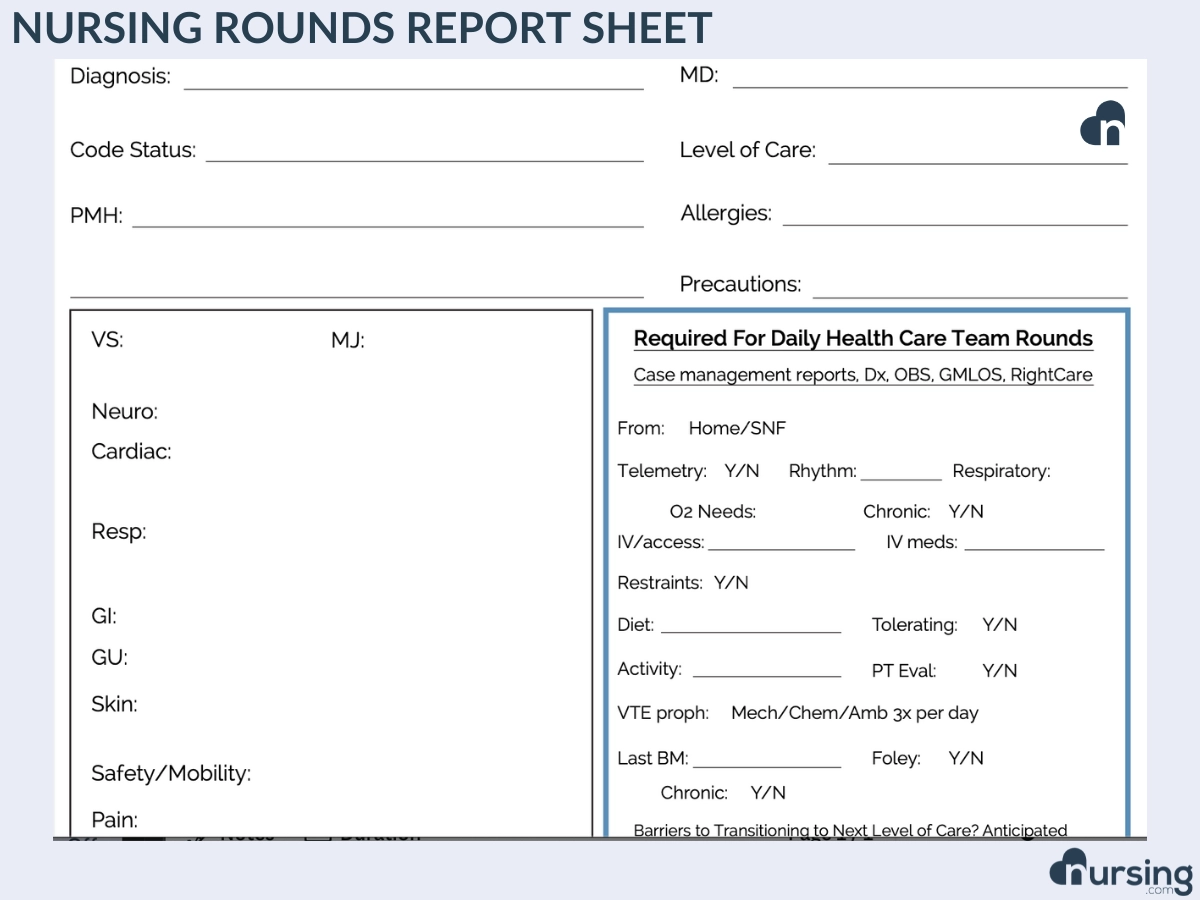 Ultimate Nursing Report Sheet Database amp Free Downloads
