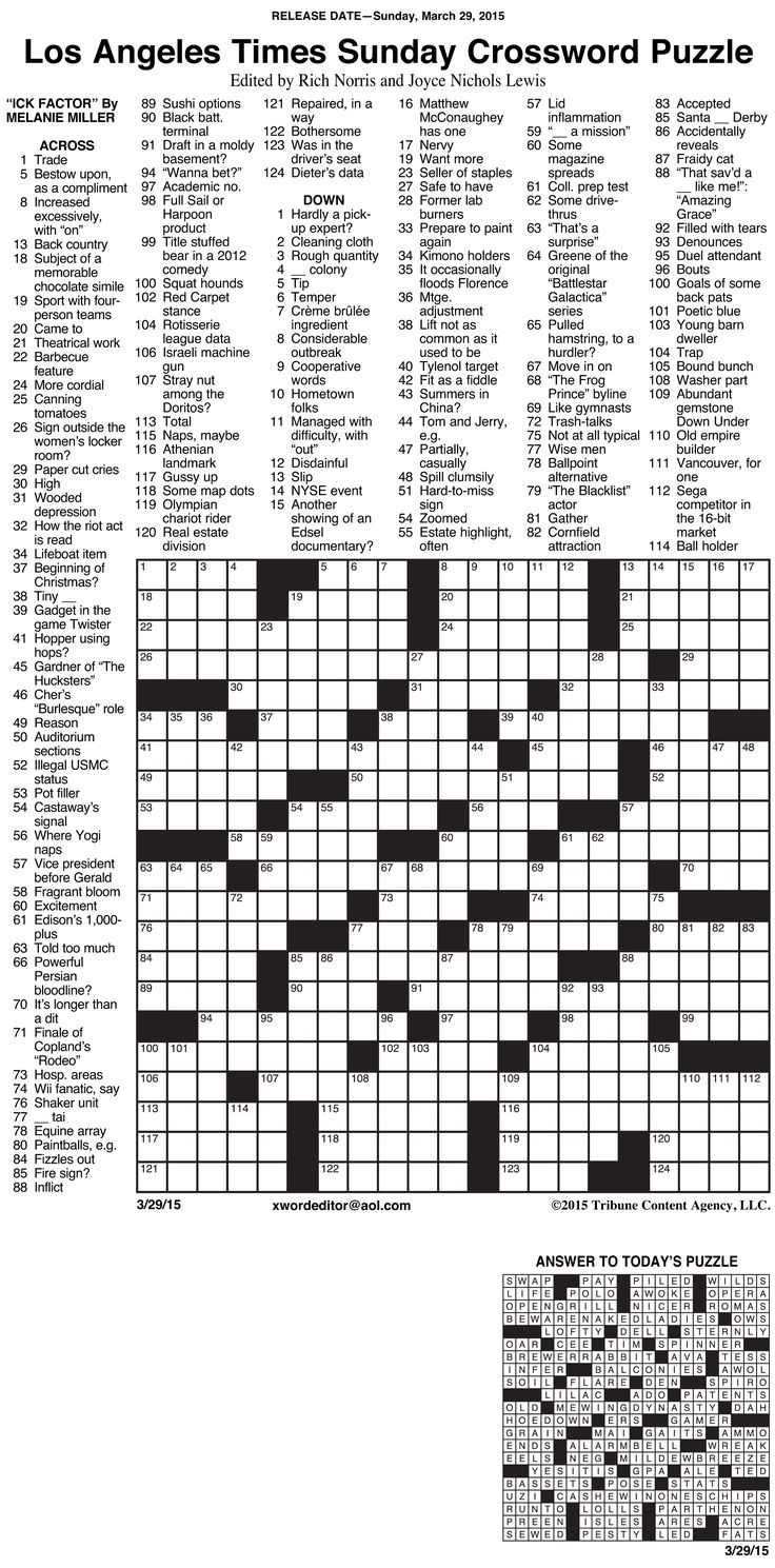 Usa Today Printable Crossword Puzzles 2015 Printable Crossword 