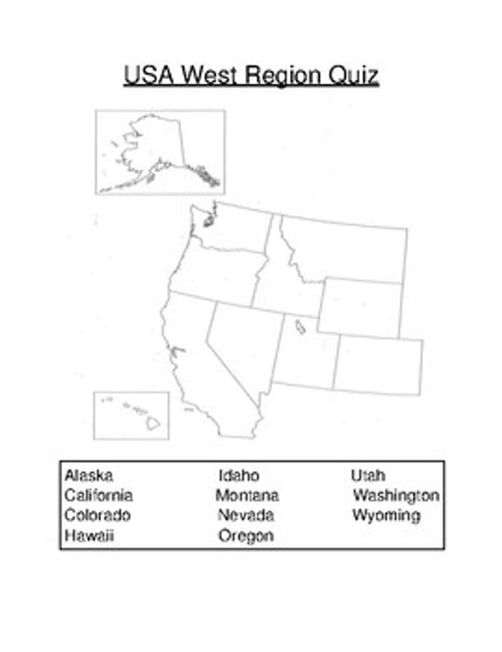 USA West Region Quiz Amped Up Learning