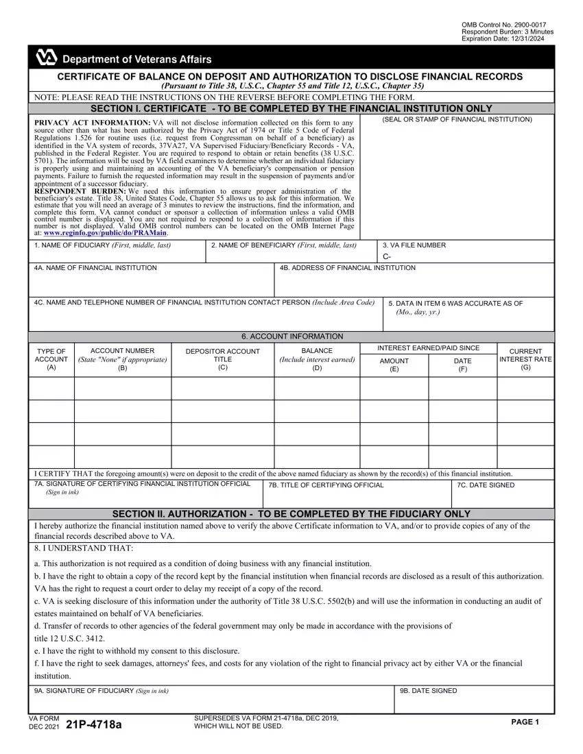 Va Form 21 4718A Fill Out Printable PDF Forms Online