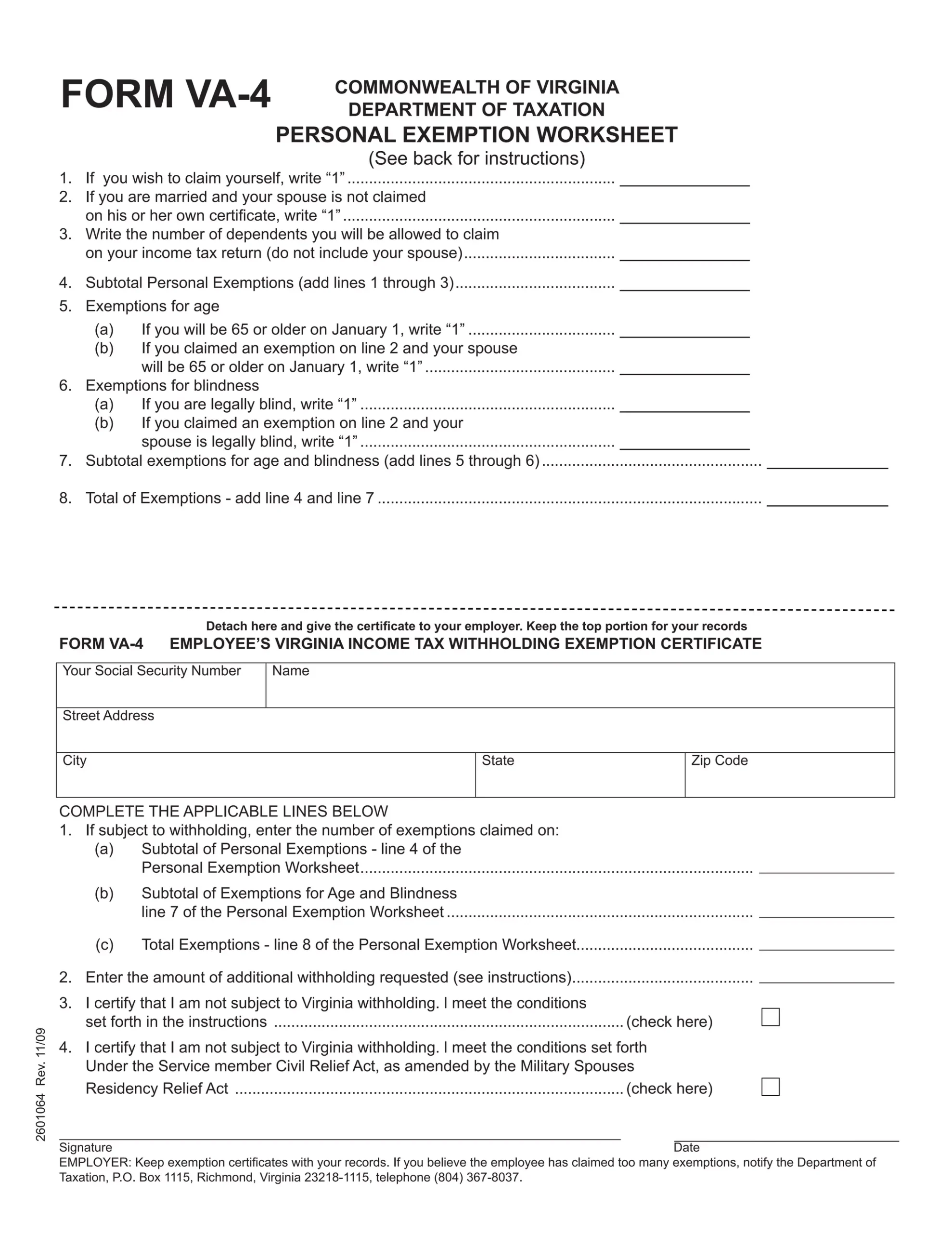 Va Withholding Form 2025