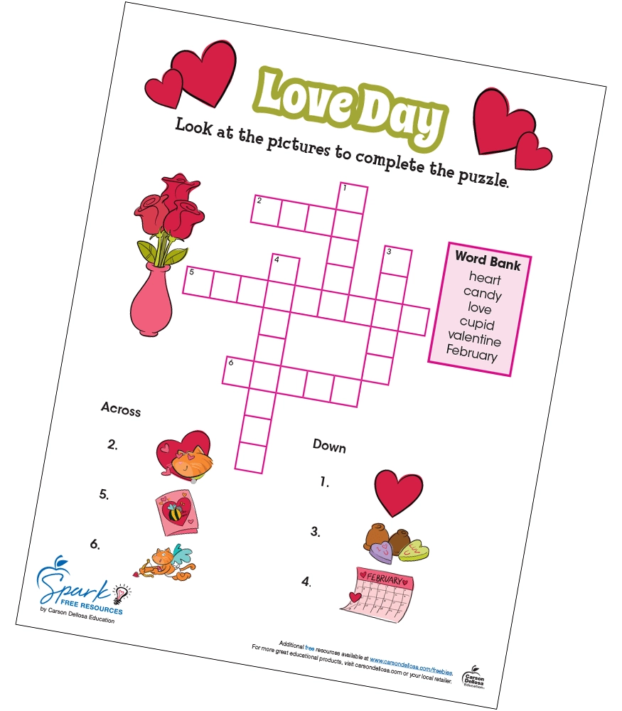 Valentines Crossword Puzzles Free Printable